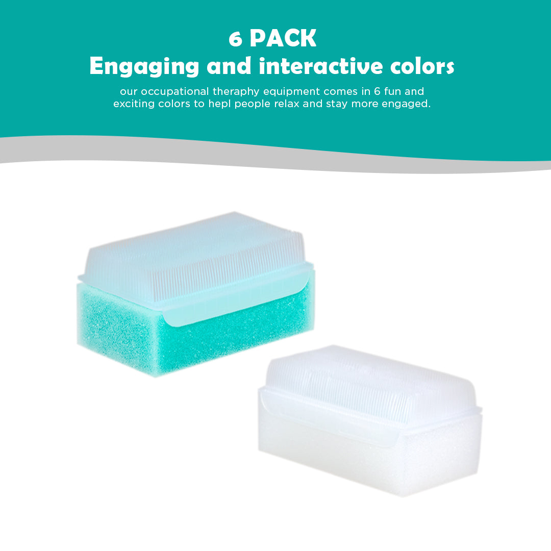 Ableys 6 pack sensory therapressure brush rectangular soft bristle therapy brushes in teal and white