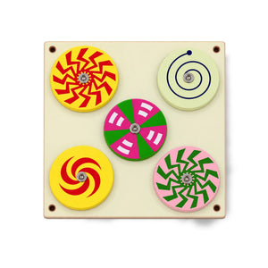 Spinner Board with 5 Colorful Spinning Discs for Fine Motor Skills | Wooden Toys for Kids | Pattern Play & Focus (28 x 28 cm)