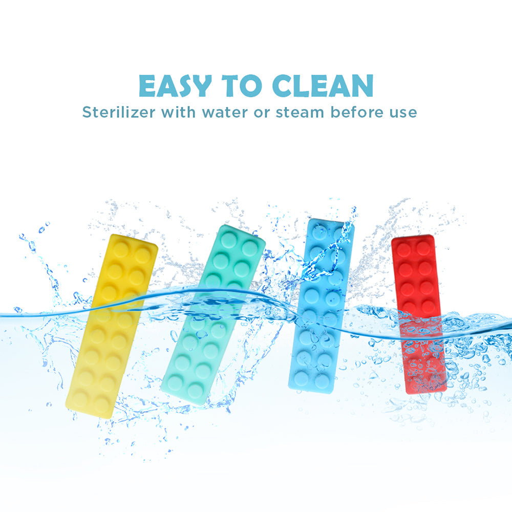 Ableys chewable necklaces for sensory needs rectangular silicone fidget chews in yellow green blue red with water splash