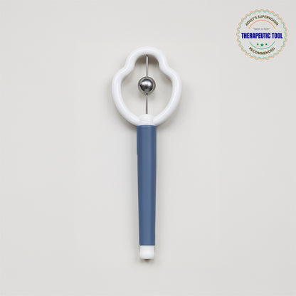 Ableys oral motor tool for speech therapy blue handle white ring with stainless steel ball for tongue and lip exercises
